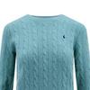 Polo Ralph Lauren FW22 Maglione da Donna Girocollo Manica Lunga Uniforme con Logo Continuo Verde 211910421-012