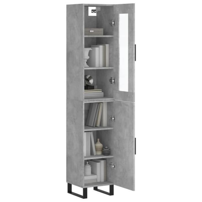 VidaXL Buffet haut Gris béton 34,5x34x180 cm Bois d'ingénierie 3199197