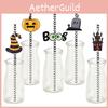Event Halloween Paper Straws With Witch And Pumpkin Illustrations Festive For