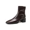 Square Heel Middle Heel Back Zipper Temperament Black Short Boots Women's French Versatile Commuter Naked Boots British Martin Boots