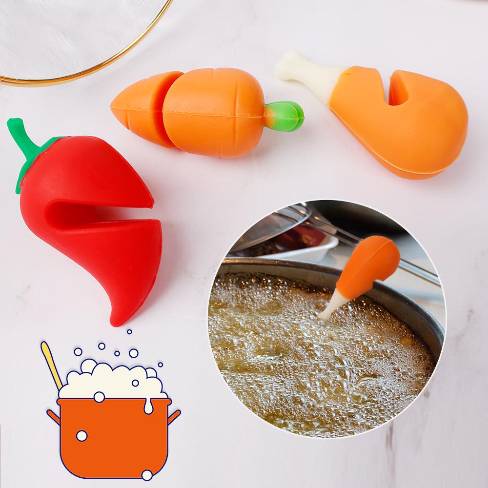 Silicone Pot Lid Holder Anti-spill Rack Heat-resistant Anti-Overflow Stoppers Pot Cover Lifter Holder Durable Kitchen Gadgets