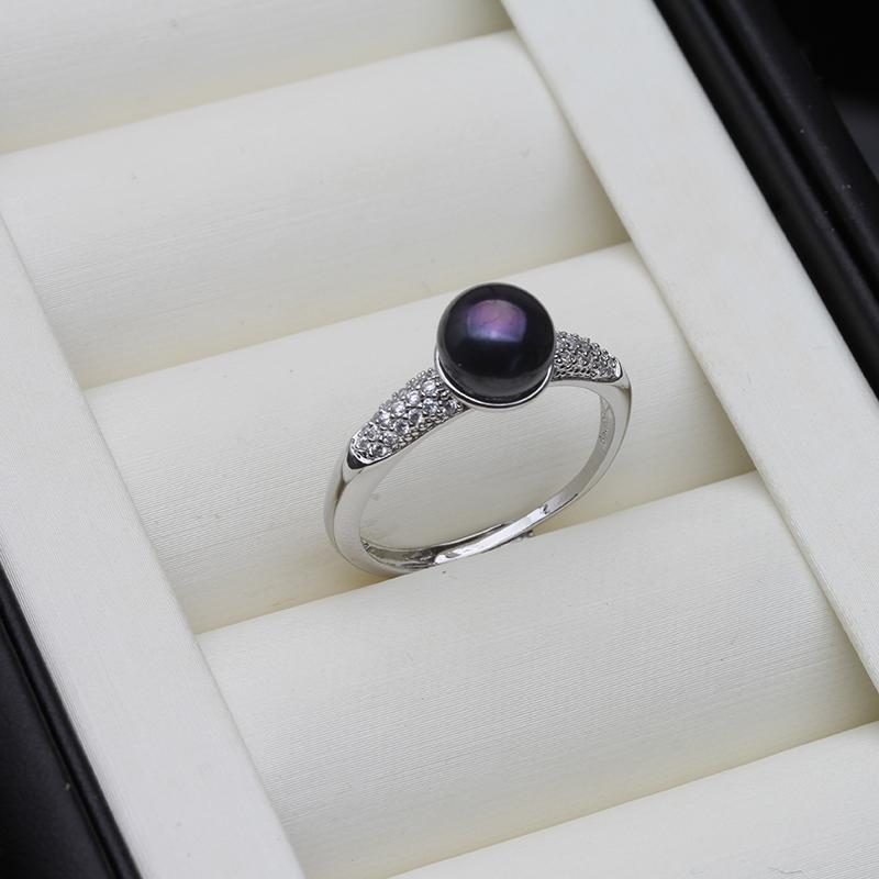 Echte Natürliche Süßwasserperlenringe Damen, Weißer Sterling Silber Perlenring Verstellbar Ehefrau Mutter Ehefrau Geburtstagsgeschenk Rosa