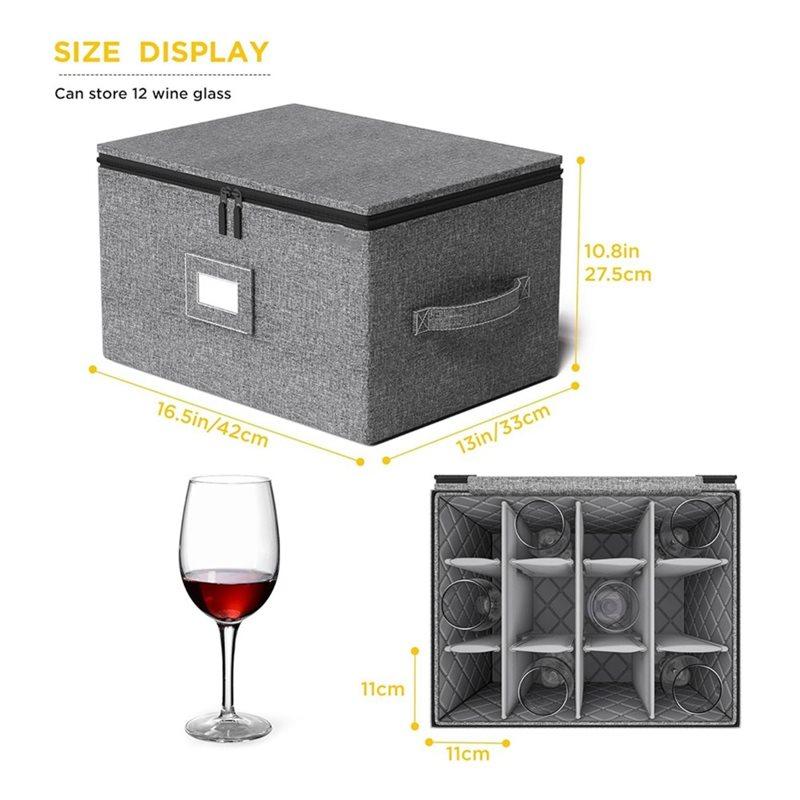 J1UL1N Scatola Porta Bicchieri da Vino Confezione da 2 Pezzi Con Divisori per Calici, Custodie Dotate di Manico Robusto e Guscio Rigido per Bicchieri