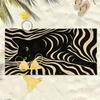 Black cat and abstract stripe pattern polyester microfiber beach towel is highly absorbent, suitable swimming and beach outings