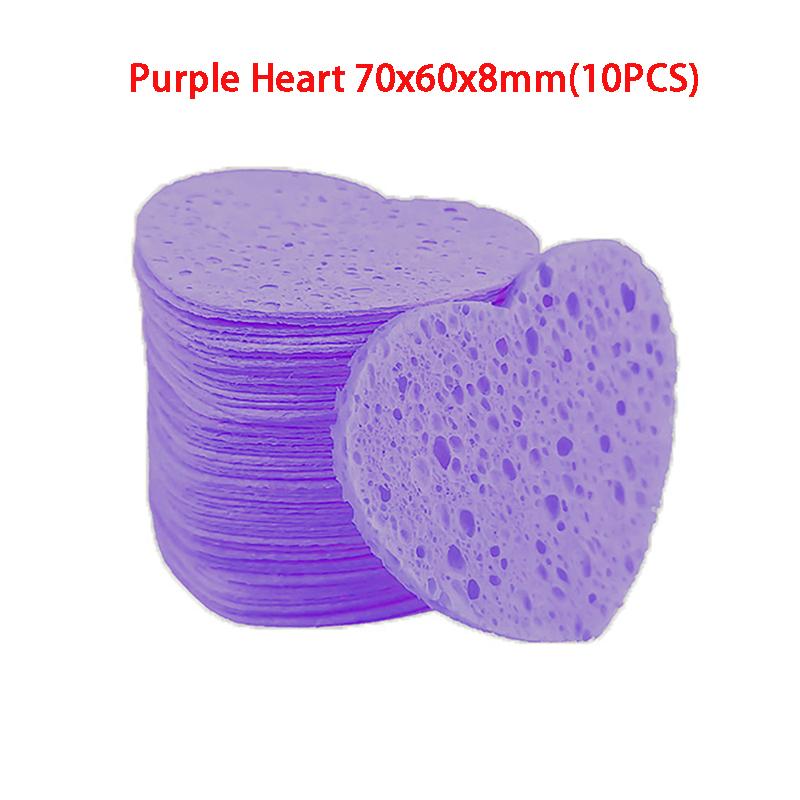 10Pcs Face Cleaning Sponge Pad Exfoliator Mask Facial Spa Massage Makeup Removal Thicker Compress Flower Heart Natural Cellulose