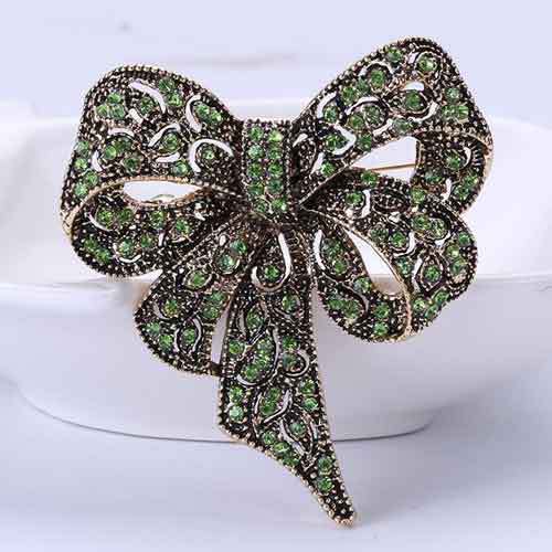 

Ретро Черный Большой Бант Брошь Женская Персональная Стразы Булавка Брошь Женская Одежда зелёный