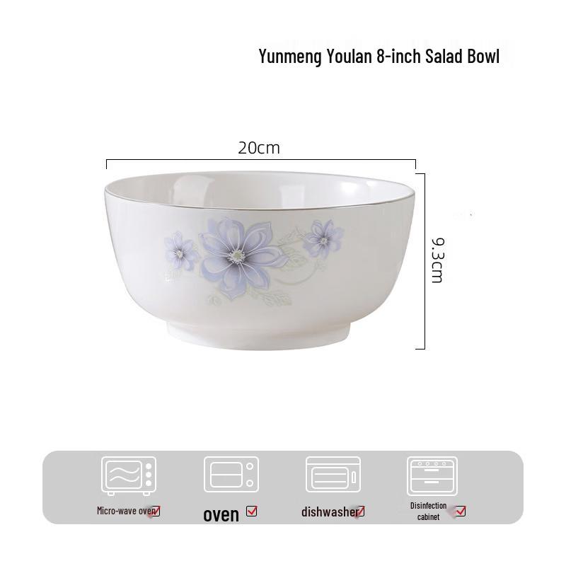 OIMG Cloud Dream Orchid Ceramic 8-inch Bowls (Set of 4)