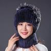 Fur Hat Winter Female Warm Scarf Mother Middle Aged Thickened Rex Rabbit Hair Hat Female Autumn and Winter