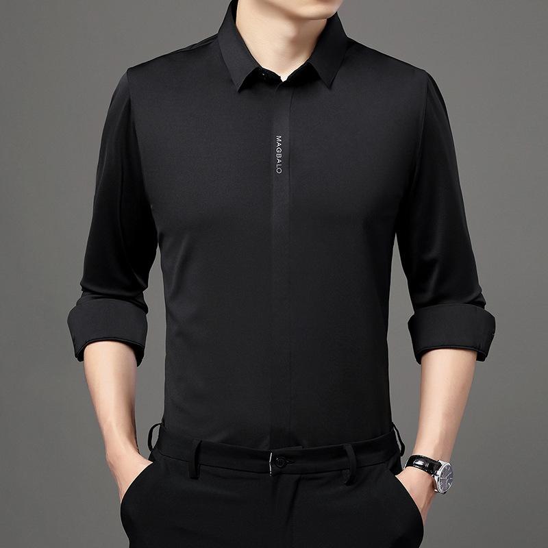 Autumn New Men's Dark Placket Long-sleeved Shirt