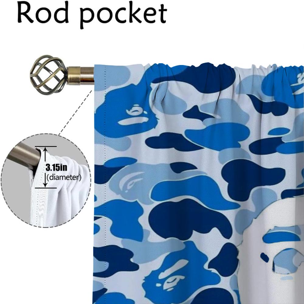 Elegant Room Curtains for Camera B-BAPE Halloween Decoration Window Curtain for Room 2 Panel Partition Home Interior Curtains
