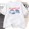 Weekend Coffee Tshirt Croissant French Kids and Woman Man Weekending T-Shirt Retro Graphic Tee