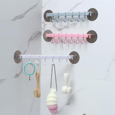 Suction Cup Type Hook 6 Rows for Kitchen Bathroom Corner Suspension Without Marks Hanger Hook