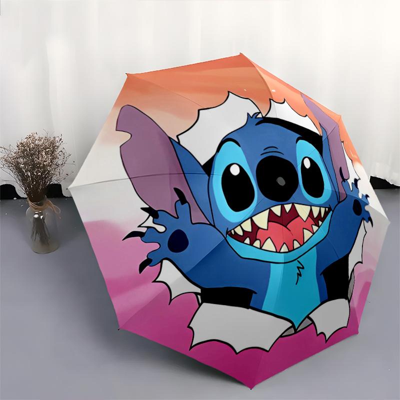 1pc Stitch Durable Cartoon Folding Umbrella, Portable 3-Fold Compact Umbrella for Men and Women, Suitable for Travel or Daily Use.D092