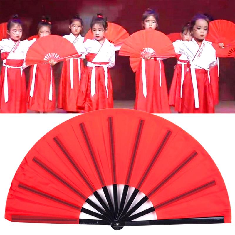 Ventaglio Pieghevole Rosso Kung Fu Tai Chi Ventaglio Classico Monocolore per Danza e Performance Ventaglio in Osso di Plastica Stile Cinese per Esercizi Mattutini