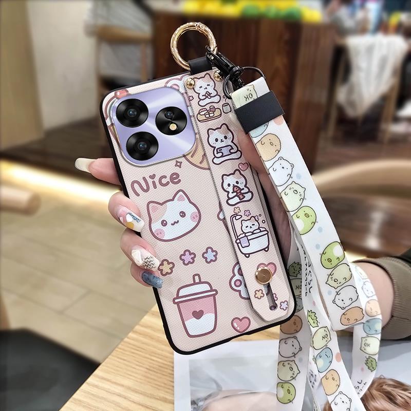 Shockproof Protective Phone Case For UMIDIGI A15/A15C Wristband Cartoon Kickstand Waterproof Durable Soft case Ring Cute