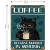 1pc "Coffee Because Murder Is Wrong" Wall Decor Sign, Funny Black Cat Tin Sign, Vintage Retro Poster Paintings Cute Cat & Coffee