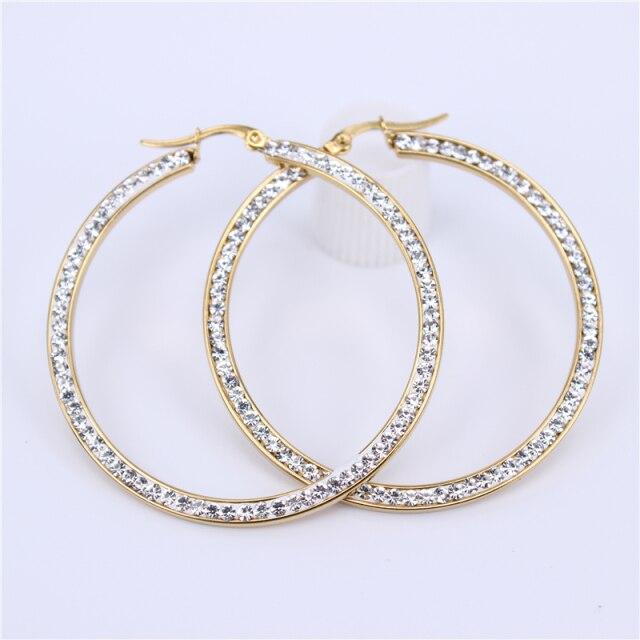 20 /30 /40 /50 /60 Mm Orecchini in Pietra di Cristallo Usura Acciaio Inossidabile Popolari da Donna Vendita 2 Colori Cerchi Orecchini Gioielli Lheh77Gioielli di Moda