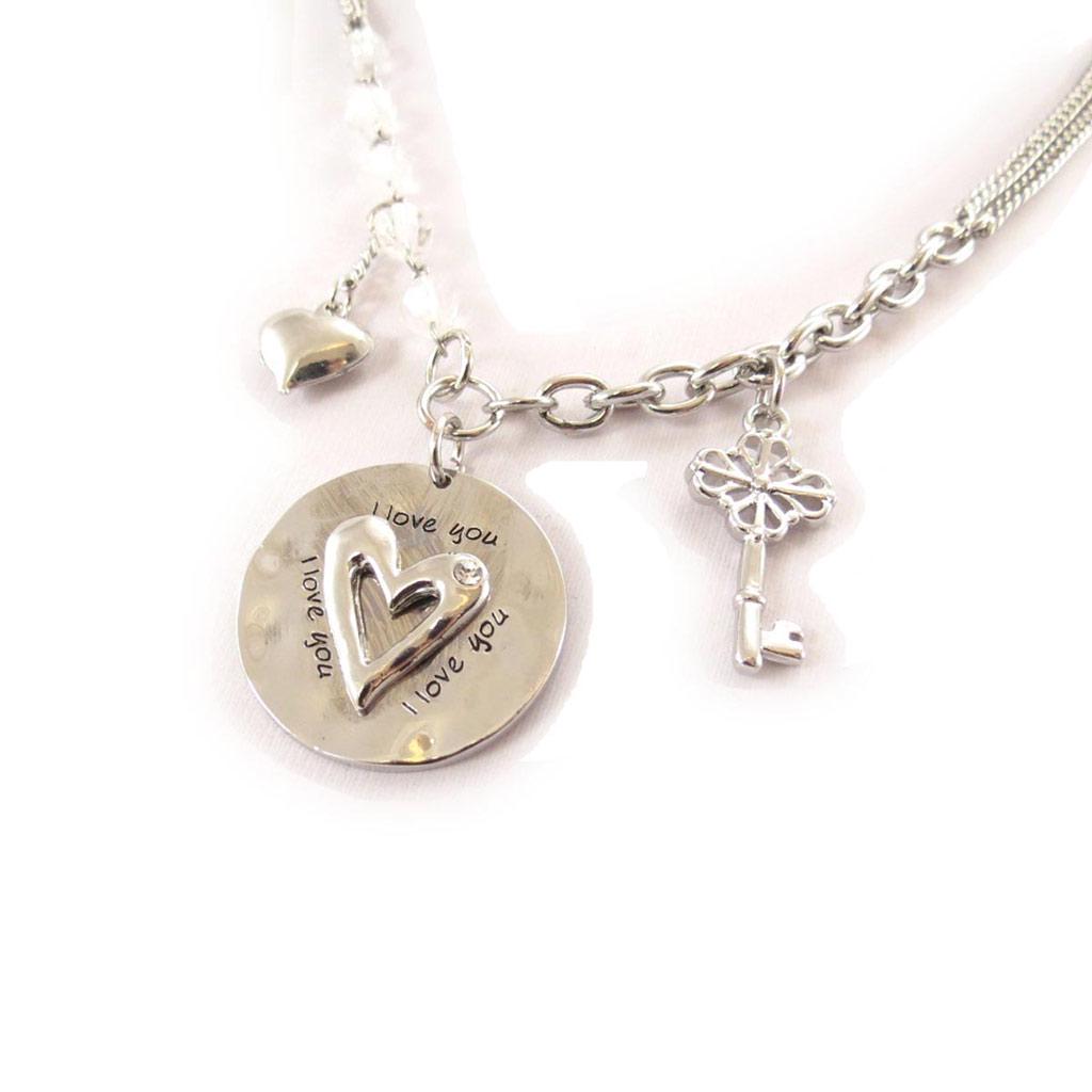 Les Trésors De Lily [J7779] - Designer-Halskette 'Love' silberweiß