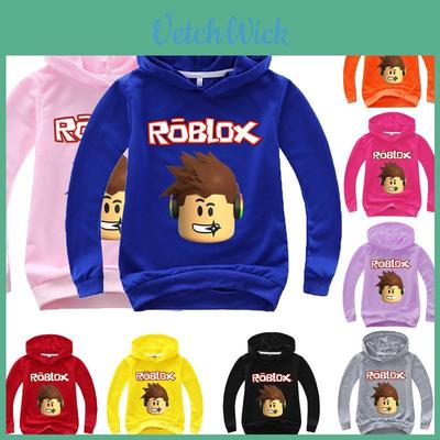 Childrens Roblox Cartoon Print Hoodie Sweater Long Sleeve Fashion Tops Pullover