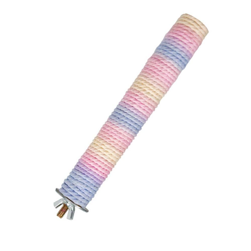 Comfortable Grip Parrot Standing Perch Cotton Rope Colorful Bird Teeth Chew Pole Non-slip Wear-resistant Bird Grinding Stand