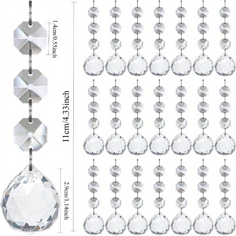 30Pcs Christmas Crystal Snowflaks Clear Hanging Ornaments Winter Decorations,Xmas Tree Chandelier New Year Party Decor Supplies