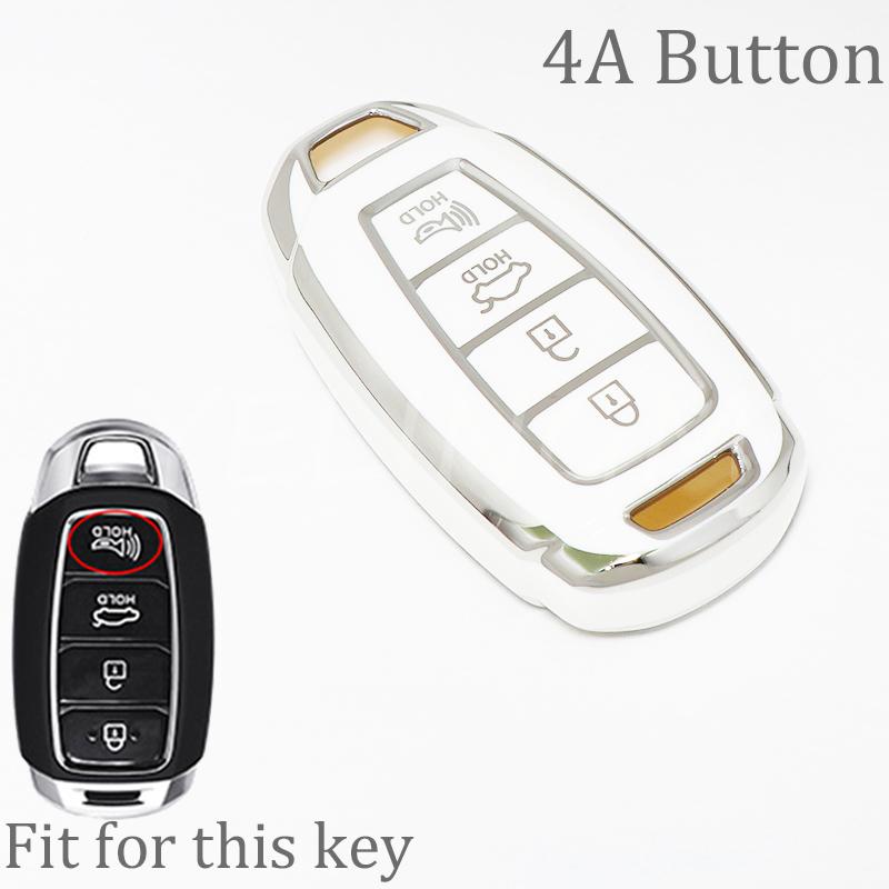 For Hyundai Kona Encino Solaris Azera Grandeur Ig Accent I30 Ix35 Santa Fe Palisade 3/4/5 Button Tpu Car Key Case Cover Keychain
