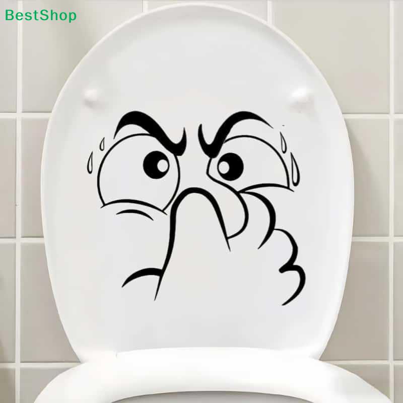 Funny Angry Face Toilet Seat Sticker - Humorous Bathroom Wall Decal, Removable Vinyl Decor for Home