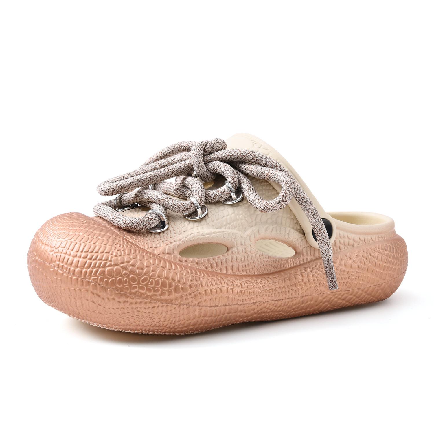 

Женские туфли с отверстиями на толстой подошве, не вызывающие неприятного запаха ног, сделай сам, нескользящие шлепанцы с закрытым носком, из ЭВА, износостойкие, модные, дышащие, пляжные, прохладные шлепанцы 44-45