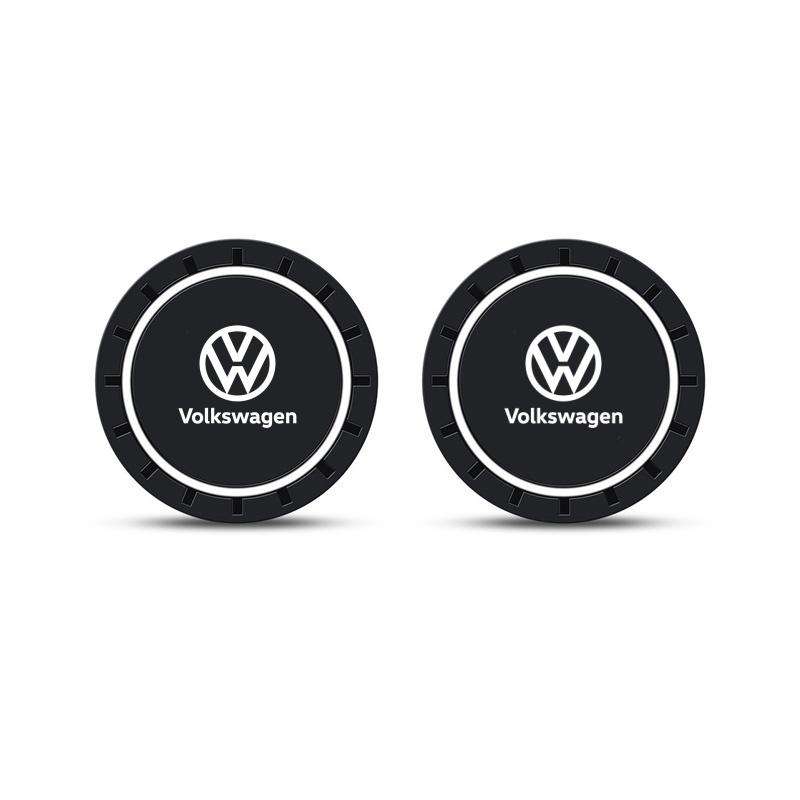 2026 Hot For VW VOLKSWAGEN New 2pcs Car Coaster Mats Water Cup Non-slip Pads For Volkswagen GOLF 5 Tiguan Polo Golf 6 Golf 7 Jet