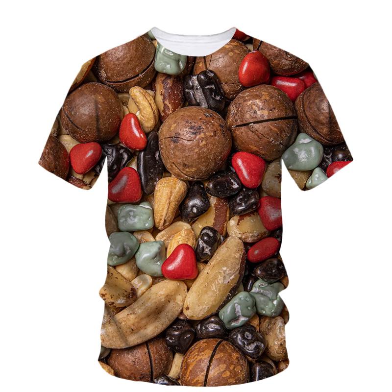 3d Printed Nuts Walnuts T Shirt For Men Summer Personality Food Dried Fruit Pattern