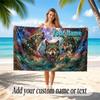 Wolf Theme Beach Towel Personalized Custom Name & Text Soft Quick Dry Beach Towel for Swimming Travel