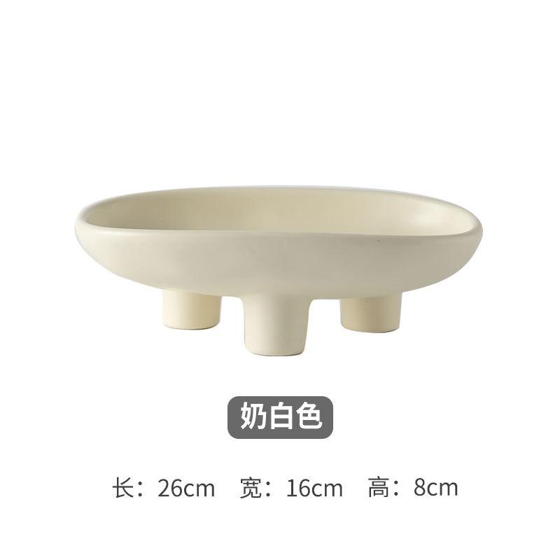 

Керамическая ваза для фруктов на трех ножках для кухонной стойки, декоративная ваза для украшения стола, овальные большие миски для хлеба и конфет белый