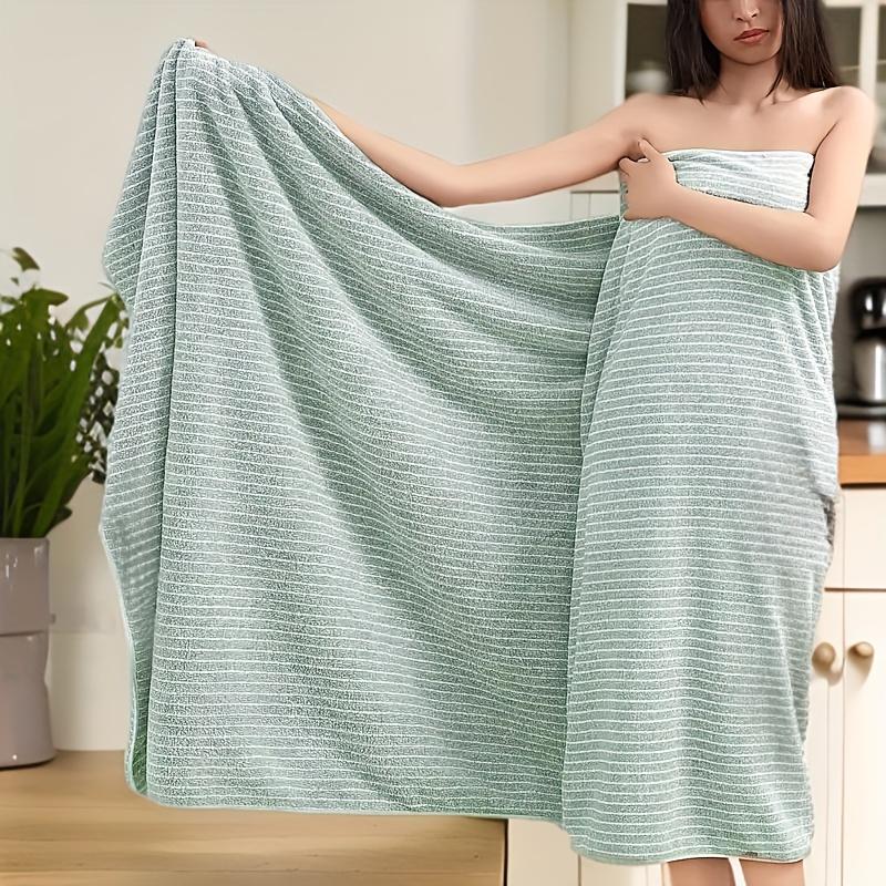 Extra Large Bath Towels 105x200cm - Super Absorbent Quick-Dry Microfiber with Contemporary Striped Design for Spa, Gym, Bathroom, Beach & Travel