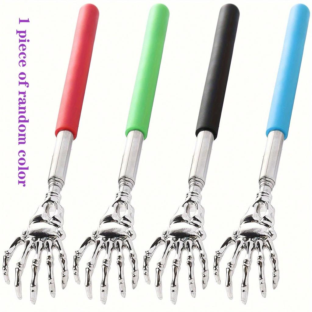 1PC Random Color Extendable Back Scratcher, Stainless Steel Portable Telescopic Rubber Handle Back Scratchers For Thanksgiving