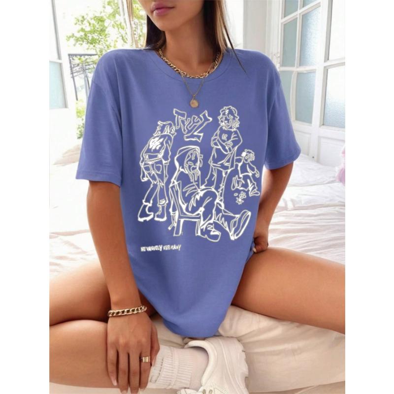 

Женская футболка с коротким рукавом и цветочным принтом в стиле граффити — Mommy And Me Matching Outfits (2 шт. продаются отдельно) XS