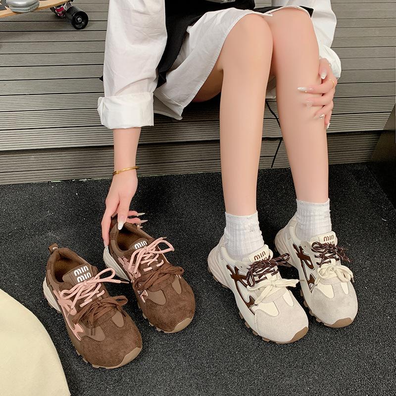 [Fanfna] Platform dad shoes women's 2025 autumn new retro color matching pair of shoelaces casual versatile sports shoes