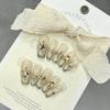 Wearable Green Nail Sticker In Medium Length Ice Transparent Style Breathable