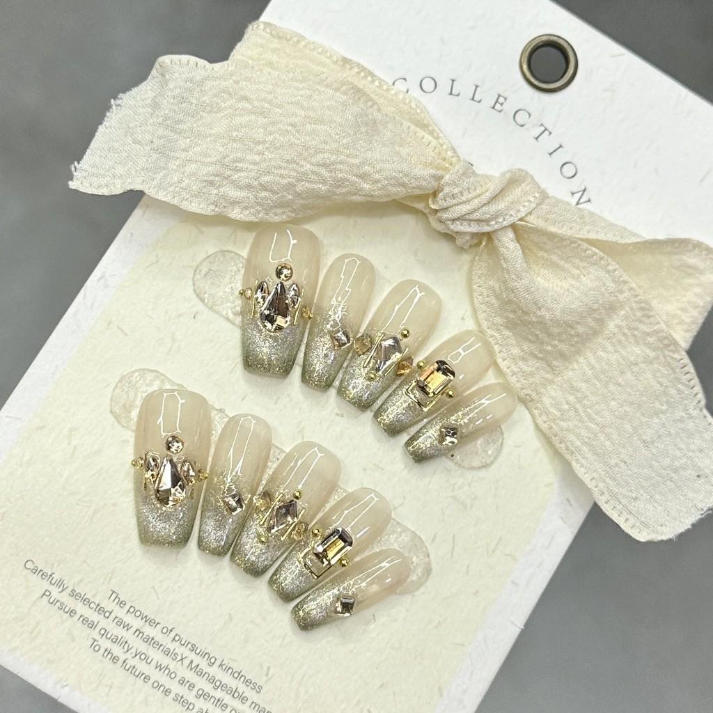 

Зеленый носимый наклейка для ногтей средней длины, ледяной прозрачный дышащий стиль L