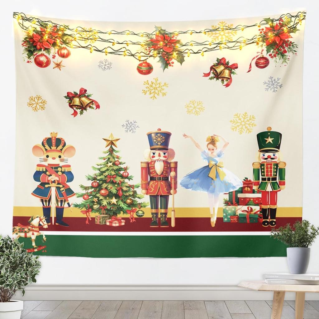 Cute Snowman Tapestry Kids Merry Christmas Wall Art for Bedroom Living Rooms Xmas Snowflake Wall Hanging Blanket Breathable