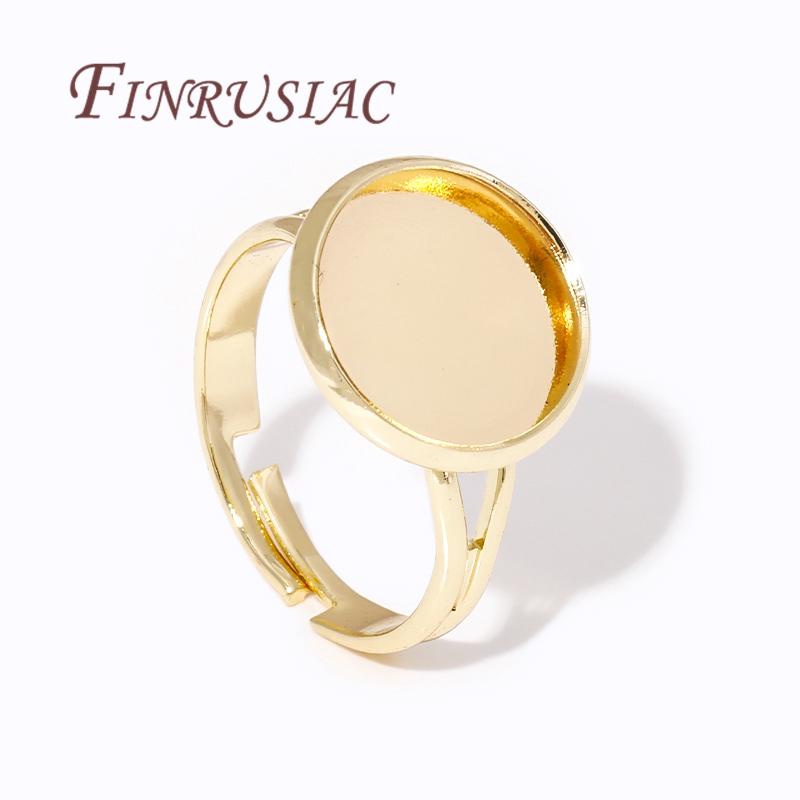 2/5/10Pcs 14K Gold Plated Adjustable Blank Ring Setting Base Bezel Cabochons Rings For Jewelry Making DIY Finger Ring Blank