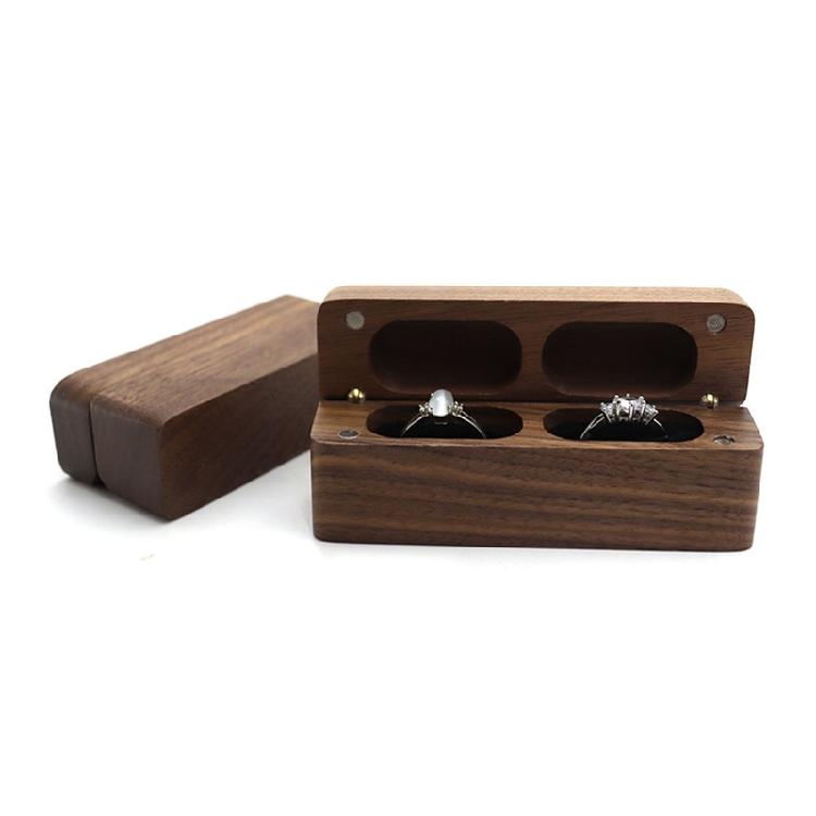 Ring Box for Wedding Ceremony Wooden Double Ring Bearer Holder for Wedding