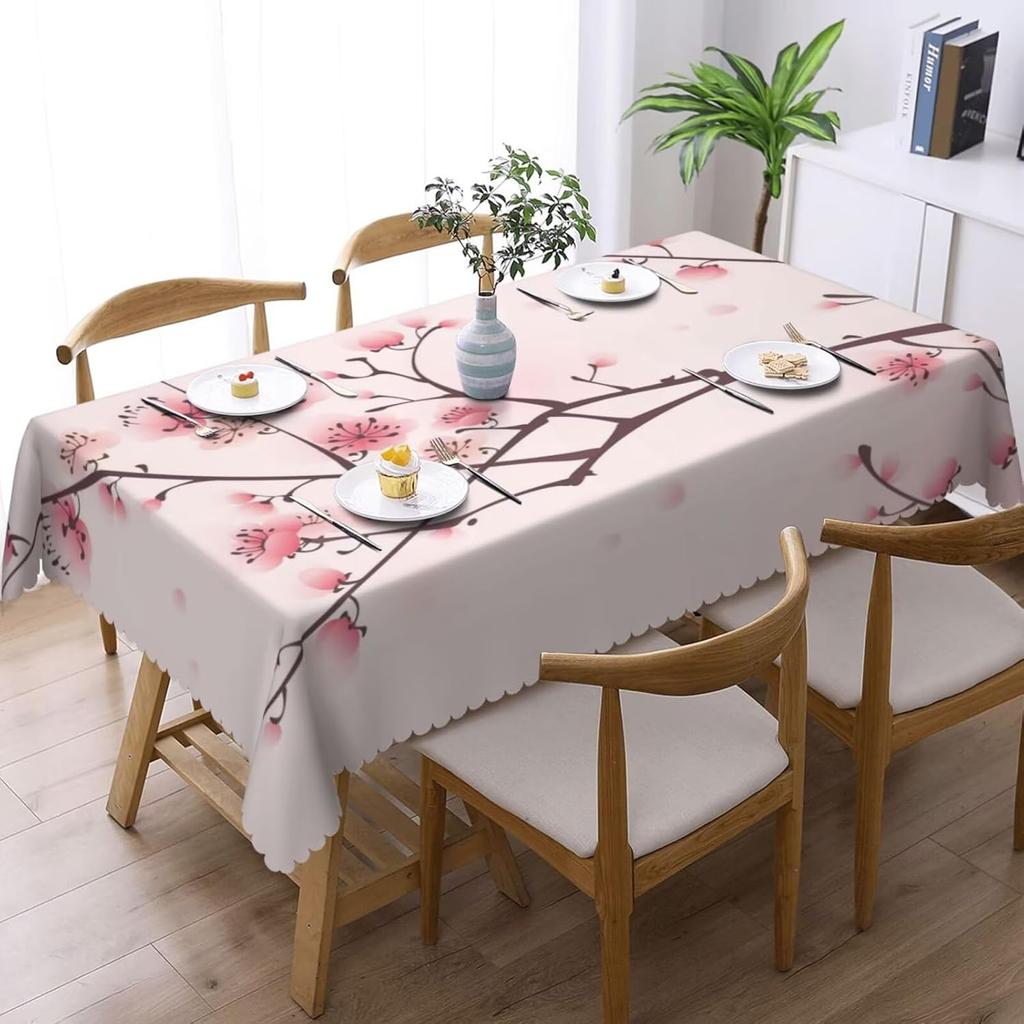 Tovaglia Fiori di Ciliegio, Ramo Floreale Rosa Albero Stile Giapponese Primavera Fiore di Sakura Fioritura Copertura Lavabile per Cucina