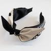 PROLY New Fashion Headband For Women Wide Side Bowknot Headwear Classic Houndstooth Patchwork Turban Hair Accessories