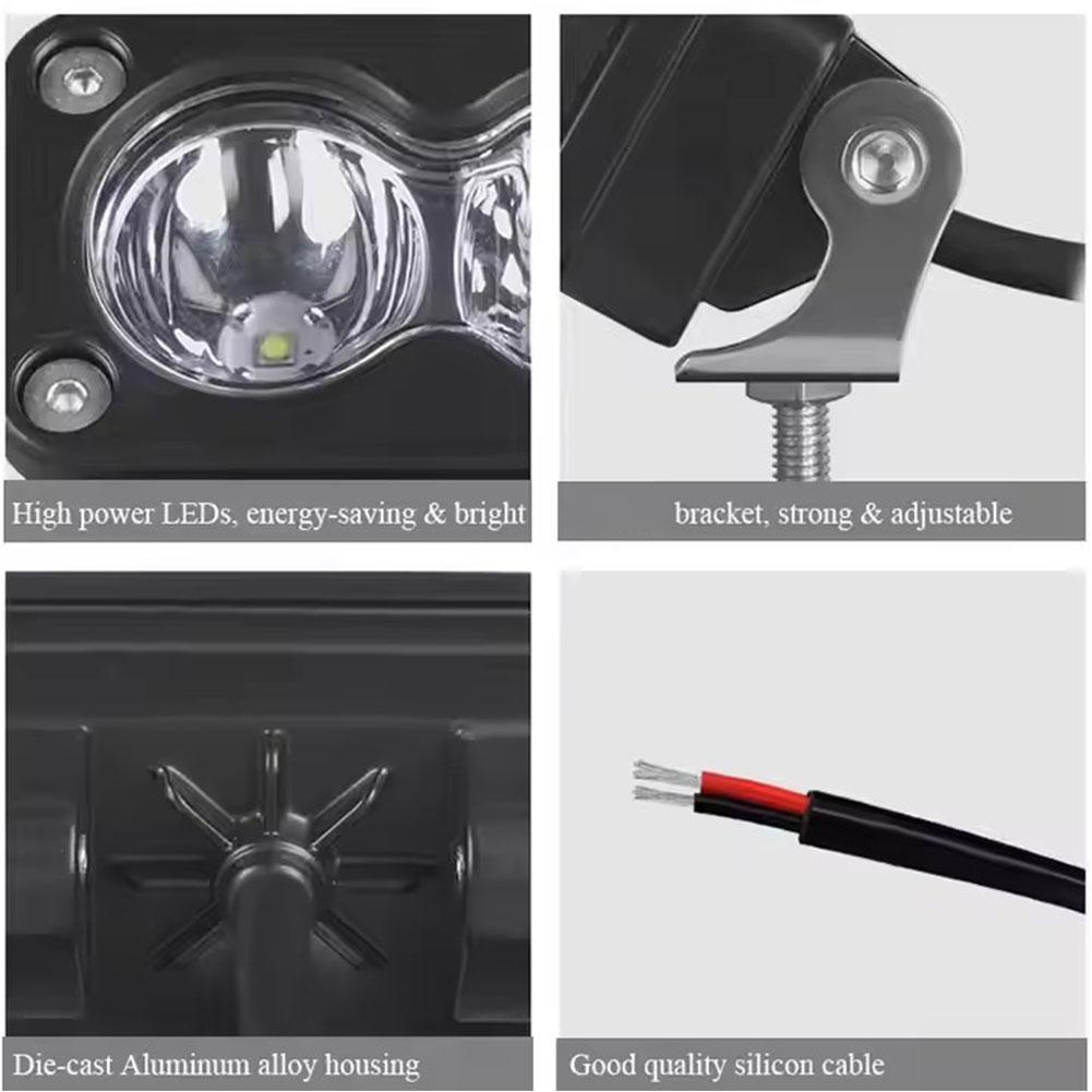 3 Inch Car Spotlight White Yellow LED Pod Driving Work Light For Motorcycle Pickup Truck Offroad Roof Luggage Rack Lamp