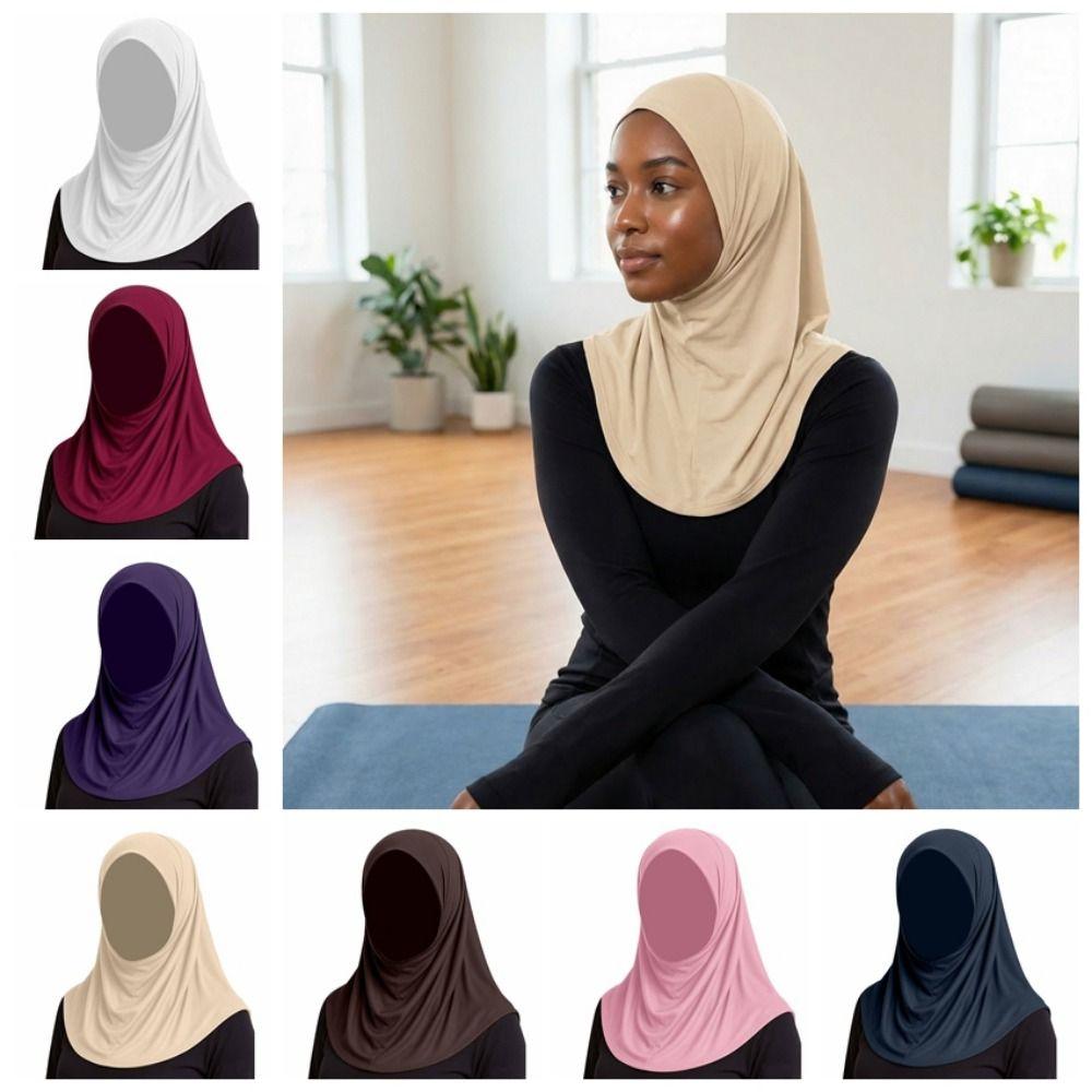 Elegant Ramadan Hijab Soft Head Wrap Cap Fashion Islamic Headscarf Hair Accessories