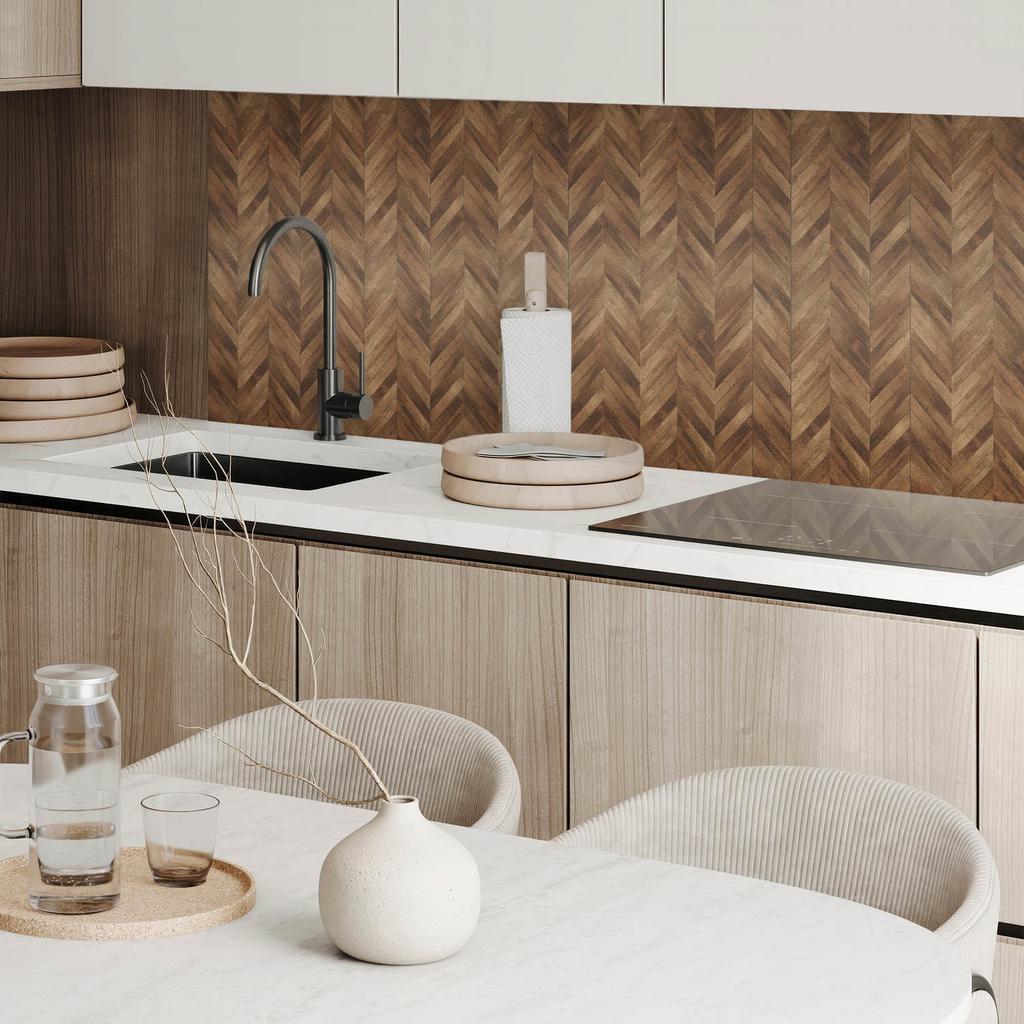 Self-Adhesive Vinyl Panel for a Teenager's Room 100x50 Cm Herringbone Board Pattern