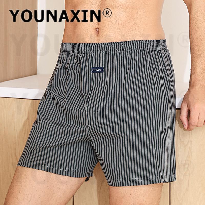 Men's Cotton Boxer Briefs High Waist Casual Plaid Pajama Shorts Plus Size Big Underwear Home Sleep Bottoms M L XL 2XL 3XL