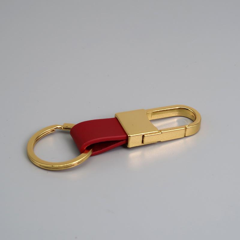 Metal and Genuine Leather Car Keychain with Customizable Laser-Engraved Logo