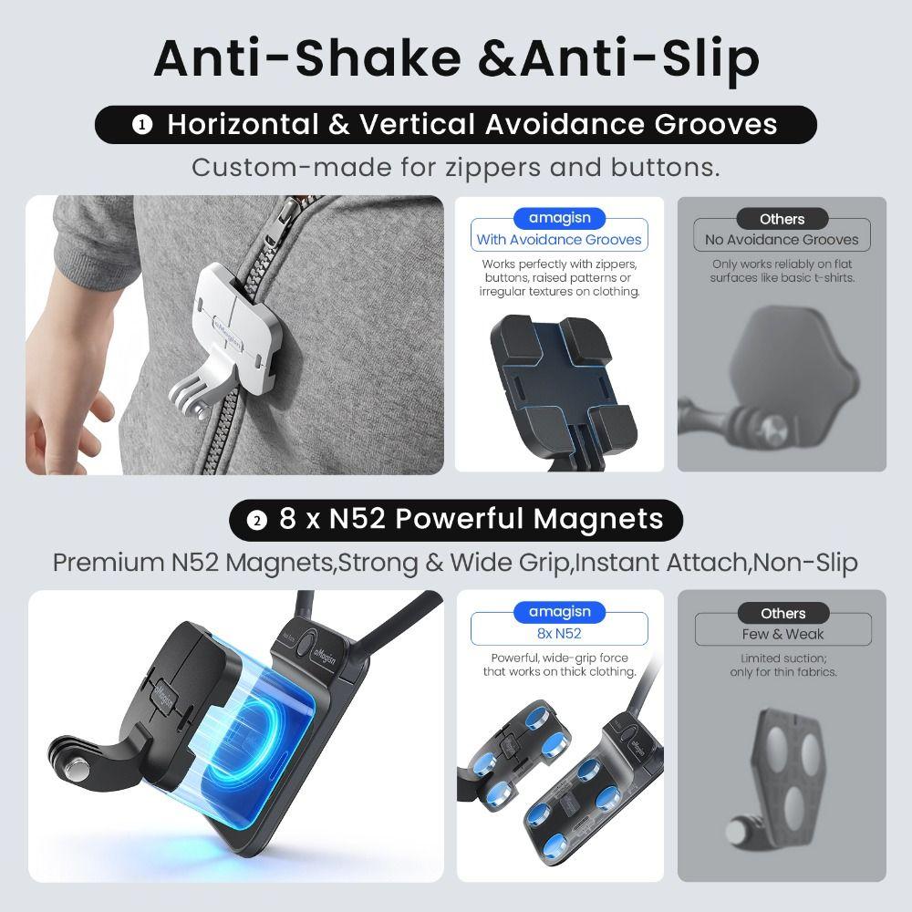 Magnetic Neck Mount Camera POV Mount for Insta360/DJI Osmo/GoPro Action Camera Accessories