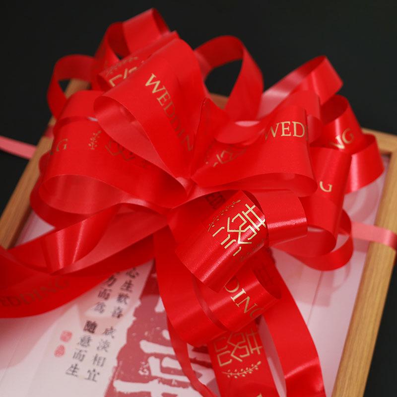 Wedding Car Mirror Pull-Flower Bow and Gift-Packaged Qixi Flower Bouquet